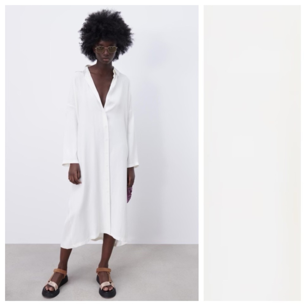 NWT. Zara White Oversized Midi Dress. Size S.
